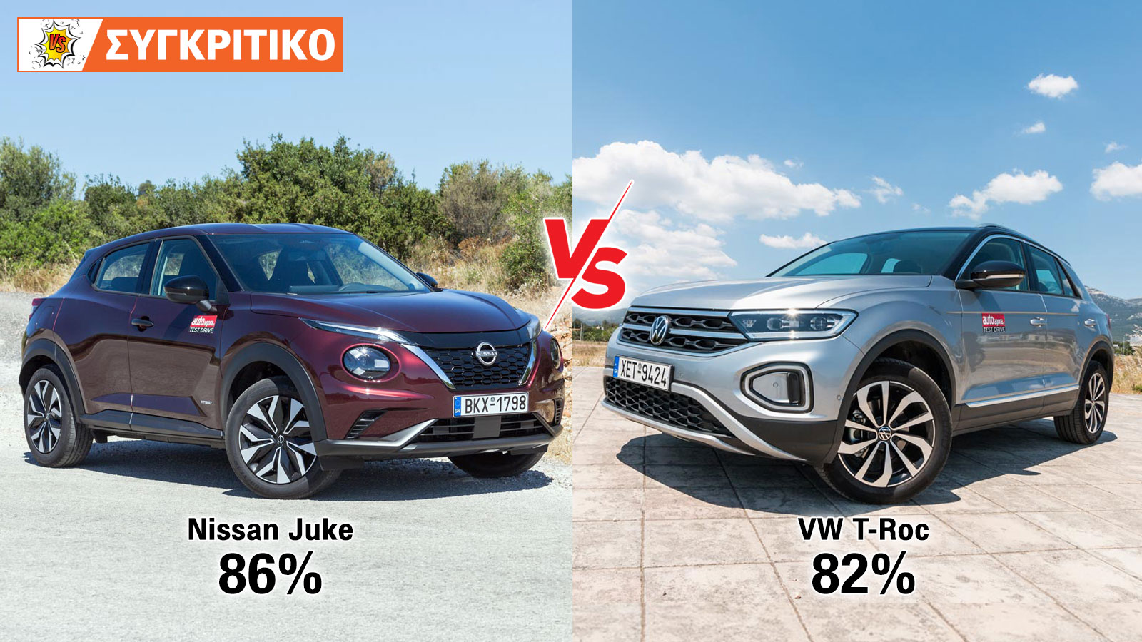 Nissan Juke 145 PS VS VW T-Roc 150 PS Automatic Συγκριτικό