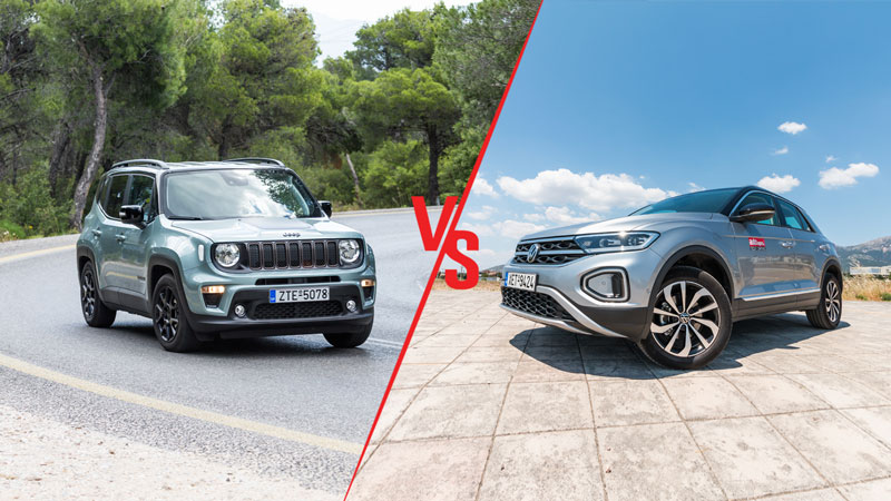 Jeep Renegade 130ps Automatic VS VW T-Roc 150ps Automatic Συγκριτικό