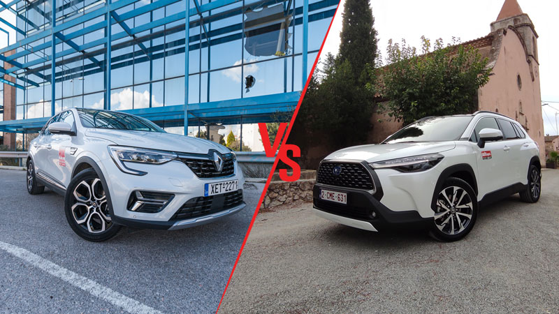 Renault Arkana Hybrid 145ps VS Toyota Corolla Cross Hybrid 4X4 197ps Συγκριτικό