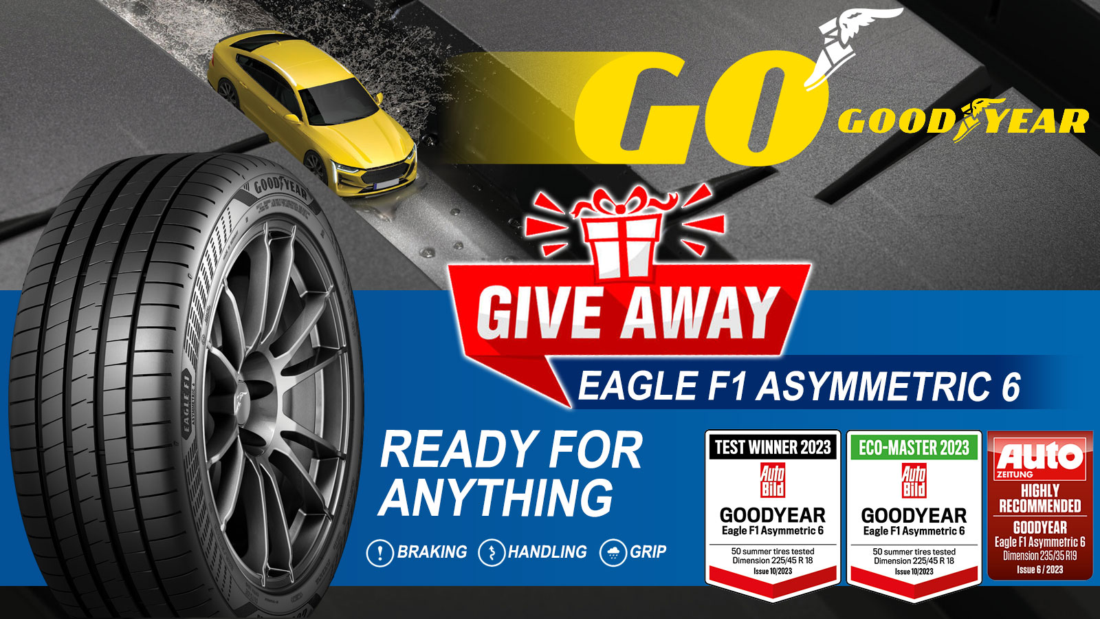 Κέρδισε τα κορυφαία ελαστικά Goodyear Eagle F1 Asymmetric 6 