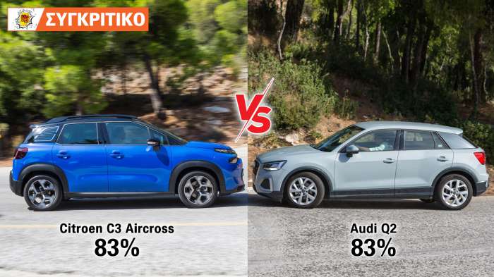 Audi Q2 150PS VS Citroen C3 Aircross 130PS Automatic Συγκριτικό