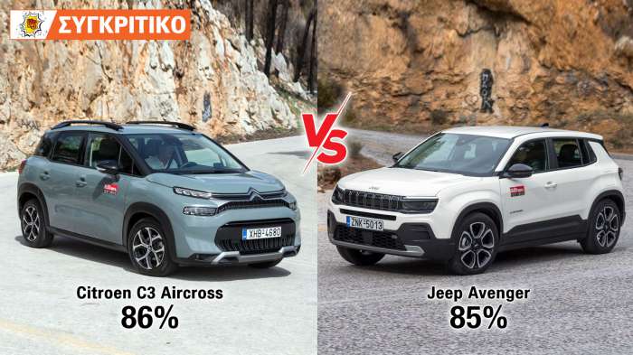 Citroen C3 Aircross 110 PS VS Jeep Avenger 100 PS Συγκριτικό