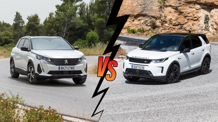 Peugeot 3008 Plug-in 4x4 300ps VS Land Rover Discovery Plug-in 309ps Συγκριτικό