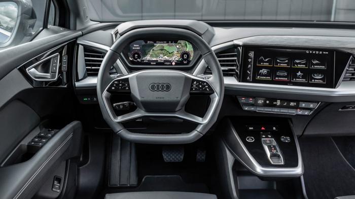 Φουτουριστική εμφάνιση για το Audi Q4 e-tron, που διαθέτει τα σχεδιαστικά στοιχεία της Audi