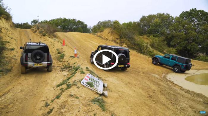 Off road μονομαχία: Defender vs G-Class vs Wrangler [video]