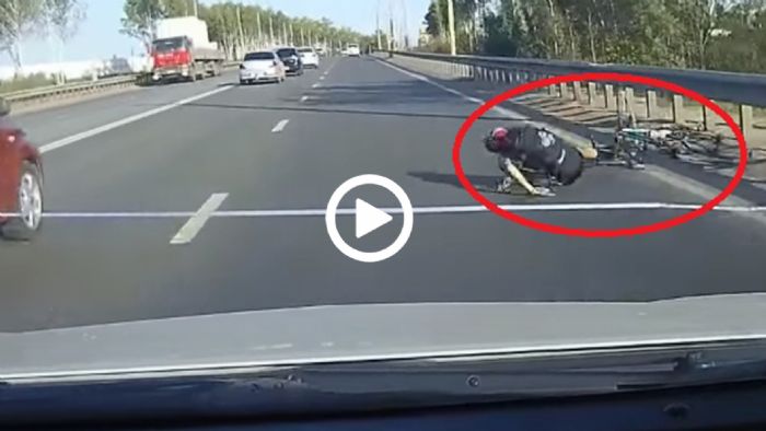 Ήρωας οδηγός έσωσε το κεφάλι ποδηλάτη [video]
