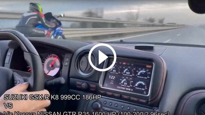 Nissan GTR ξεφτίλισε για πλάκα GSX-R 1000 [video]