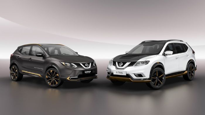 Το Qashqai Premium Concept (αριστερά) αποτελεί δημιούργημα του Κέντρου Σχεδιασμού της Nissan στην Ευρώπη (NDE), ενώ το X-Trail Premium Concept (δεξιά) είναι έργο του Παγκόσμιου Κέντρου Σχεδιασμού (GDC