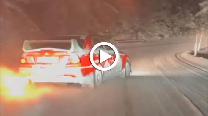 Χορογραφία σε χιόνι με Mitsubishi Lancer Evolution VI [video]