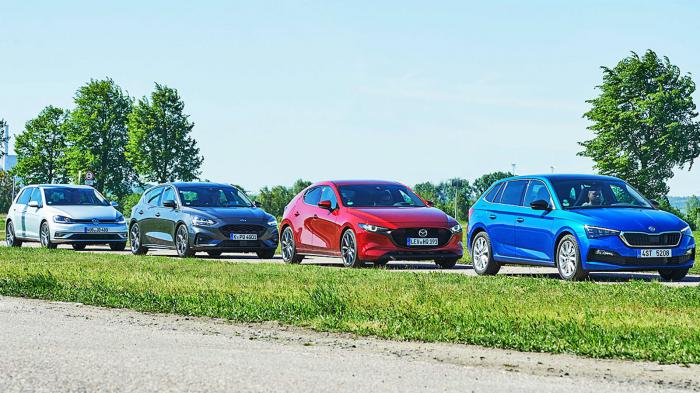 Ford Focus εναντίον Mazda 3, Skoda Scala και VW Golf 