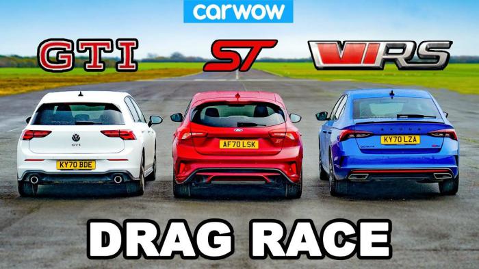 Hot hatch Κόντρα: Golf GTI vs Focus ST vs Octavia RS [video]