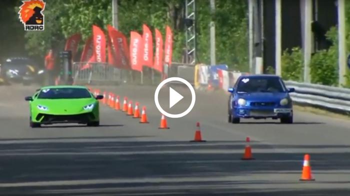 Subaru Impreza τα βάζει με Lamborghini Huracan στα 800m [video]