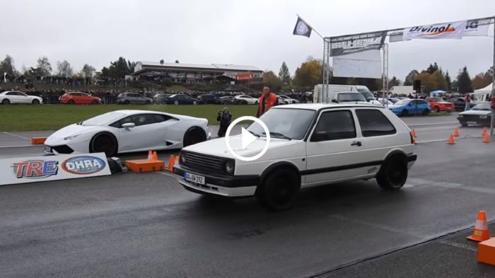 «Κοιμισμένη» Lamborghini... ράφτηκε από Golf [vid]