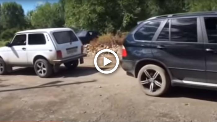 VIDEO: BMW X5 «τραβιέται» με Lada Niva! 